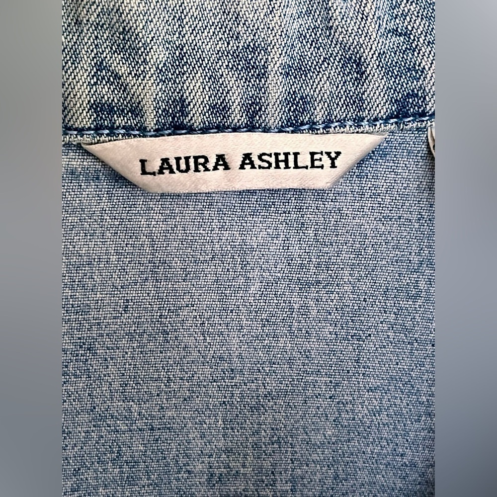 Laura Ashley Blue Sequin Denim Jacket Medium Boho Western Festival Cowgirl - Picture 6 of 17